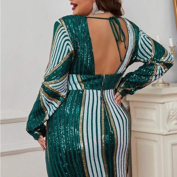 Plus Size Luxe Sequin Party Formal Body-con Dress - Picture 6 of 12